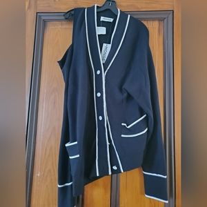 NWT $1990 sz M Monse asymmetric cold shoulder contrast trim cardigan
